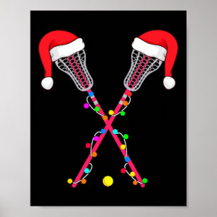 Lacrosse Santa Hat Christmas Lights Funny Sport Xm Poster