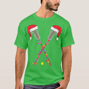 Lacrosse Santa Hat Christmas Lights Funny Sport Xm T-Shirt