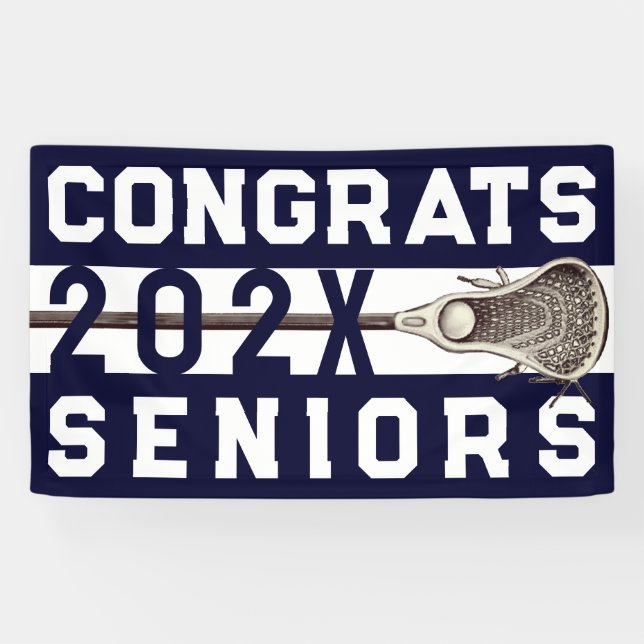 Lacrosse Senior Night Navy Blue Banner (Horizontal)