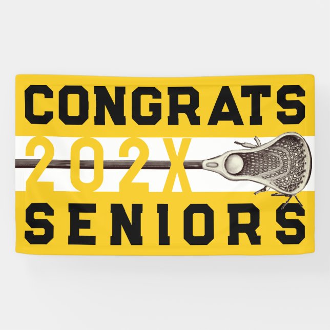 Lacrosse Senior Night Yellow Gold Banner (Horizontal)