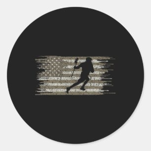Lacrosse Shirt American Flag Shirt Lacrosse Player Classic Round Sticker
