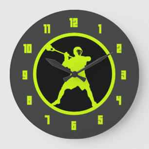 Lacrosse Shooter - green Large Clock