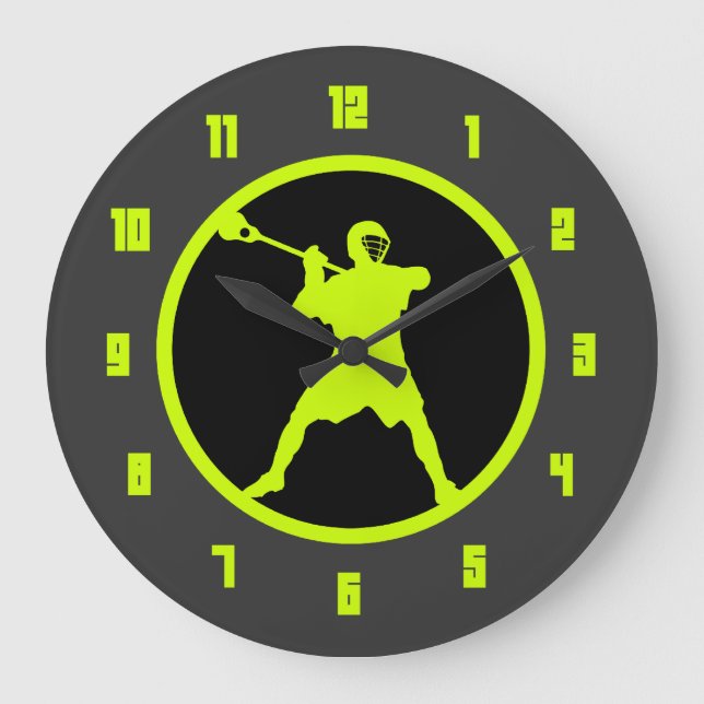 Lacrosse Shooter - green Large Clock (Front)