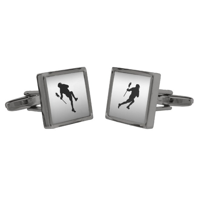 Lacrosse Silver and Black Sports Cufflinks