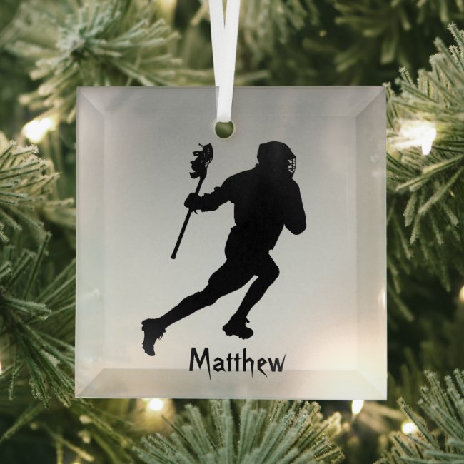 Lacrosse Silver Black Beveled Glass Ornament