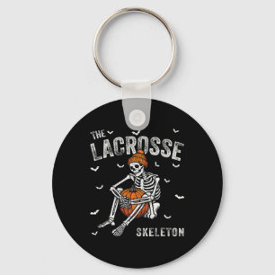 Lacrosse Skeleton Funny Halloween Matching Keychain