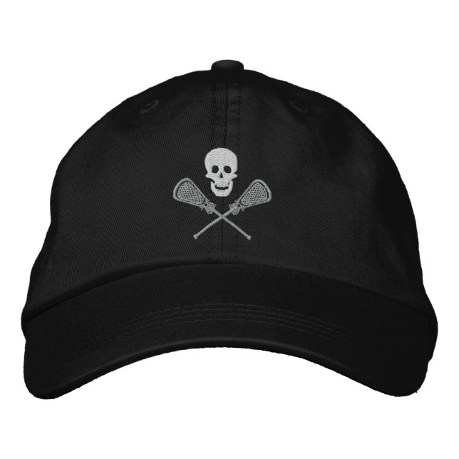 Lacrosse Skull and Cross Sticks Embroidered Cap (Front)