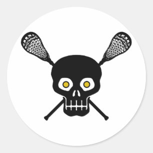 Lacrosse Skull Classic Round Sticker