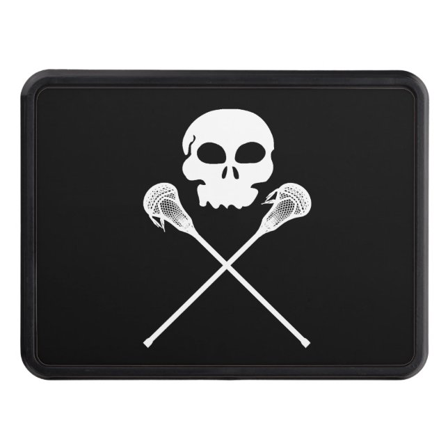 Lacrosse Skull Crossed Sticks Trailer Hitch Cover (Front)