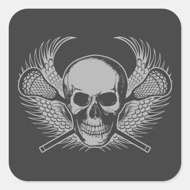 Lacrosse Skull - Gray Square Sticker (Front)
