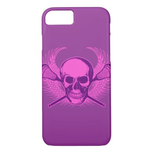 Lacrosse Skull iPhone 7 case _ Purple and Pink