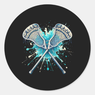 Lacrosse Splash Player Crossed Sticks Lacrosse Boy Classic Round Sticker