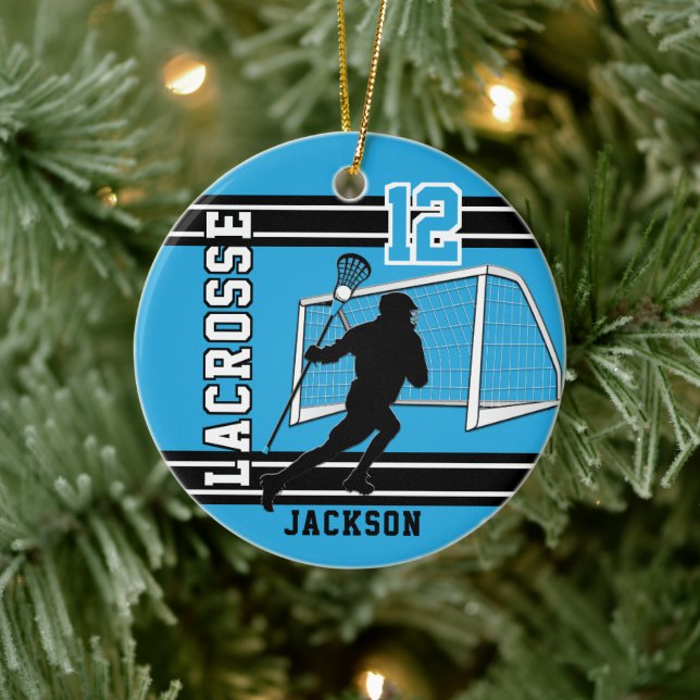 Lacrosse 🥍 Sport - Baby Blue Ceramic Ornament (Tree)