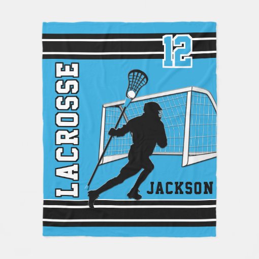 Lacrosse Sport Baby Blue, White, Black Fleece Blanket Zazzle