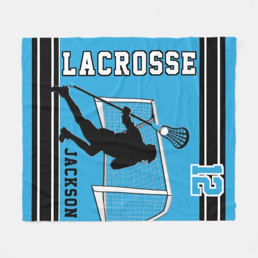 Lacrosse Sport Baby Blue, White, Black Fleece Blanket Zazzle