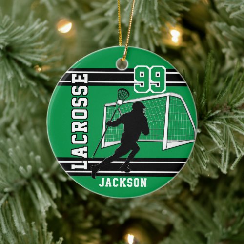 Lacrosse  Sport _ Green Ceramic Ornament