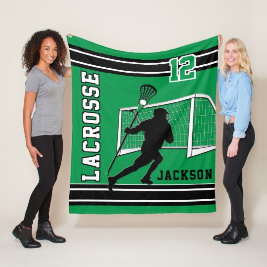 Lacrosse Sport - Green, White, Black Fleece Blanket | Zazzle.com