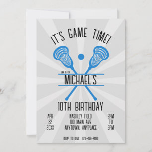 Lacrosse Sports Birthday Invitation