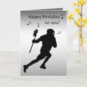 Lacrosse Sports Black and Silver Birthday Card (Yellow Flower)