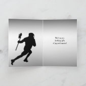 Lacrosse Sports Black and Silver Birthday Card (Inside)