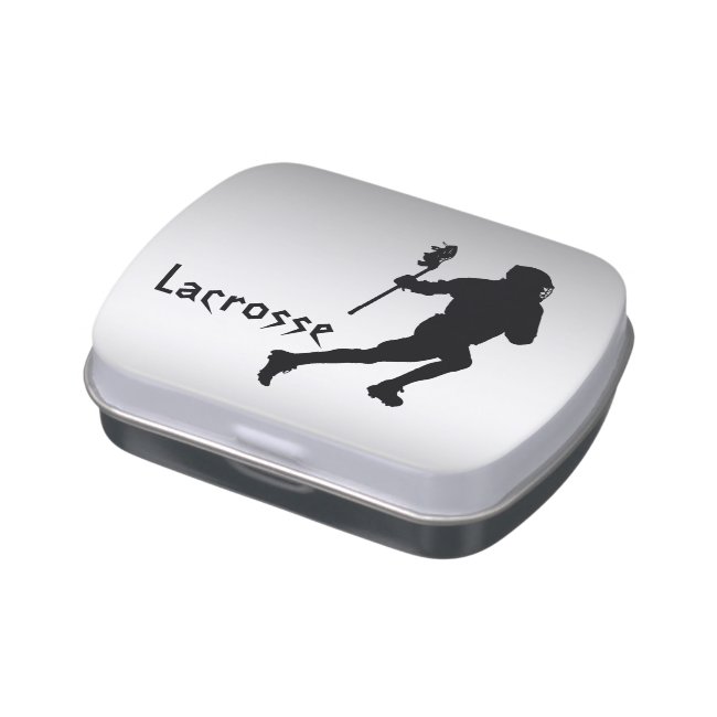 Lacrosse Sports Black and Silver Candy Tin