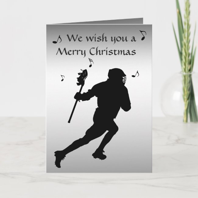 Lacrosse Sports Black and Silver Christmas Card