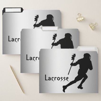 Lacrosse Sports Black and Silver File Folder Set