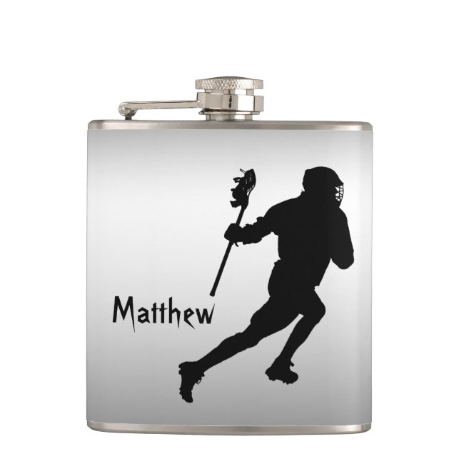 Lacrosse Sports Black and Silver Flask