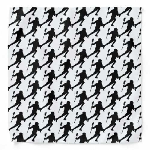 Lacrosse Sports Black and White Pattern Bandana