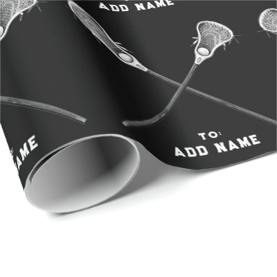 Lacrosse Sports Black Gift Wrapping Paper