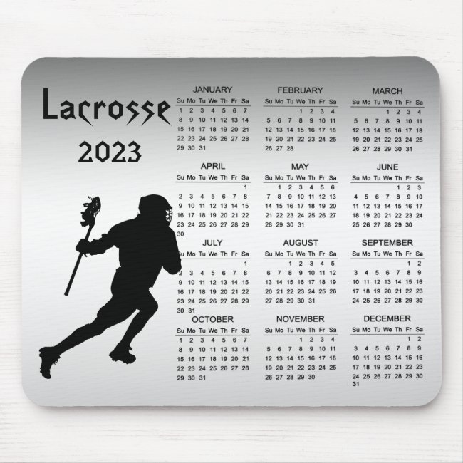 Lacrosse Sports Black Silver 2023 Calendar