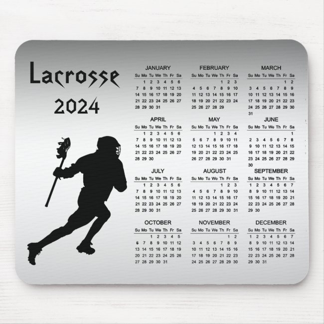 Lacrosse Sports Black Silver 2024 Calendar