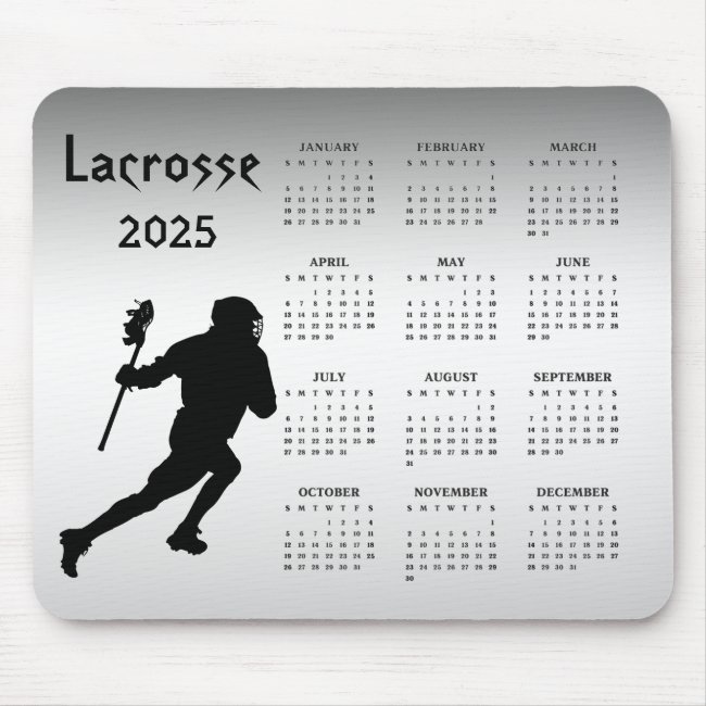 Lacrosse Sports Black Silver 2025 Calendar