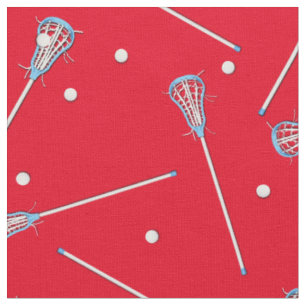 Lacrosse Sports Boys Decor Red Fabric