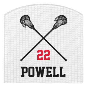 Lacrosse Sports Coach Kids HS College Team NUMBER Door Sign