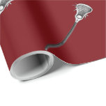 Lacrosse Sports Gift Wrapping Paper<br><div class="desc">Unique lacrosse giftwrap featuring lax stick and ball illustration on maroon background for lacrosse player,  party,  coach or team sports fan.</div>