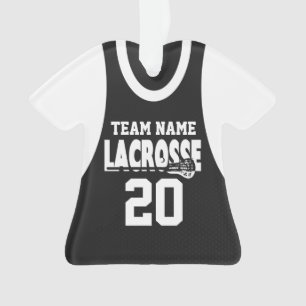 Lacrosse Sports Jersey Black with Photo Ornament