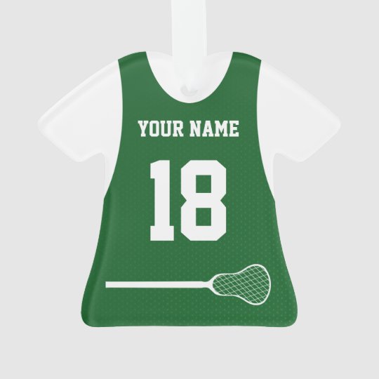 Lacrosse Sports Jersey Green with Number Ornament