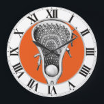 lacrosse sports large clock<br><div class="desc">Creative lacrosse decor featuring lax stick art for team player or coach who thinks about lacrosse 24/7.</div>