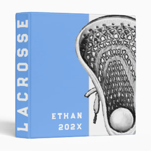 Lacrosse Sports Light Blue 3 Ring Binder