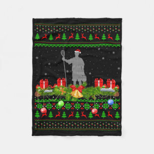 Lacrosse Sports Lover Xmas Santa Ugly Lacrosse Chr Fleece Blanket