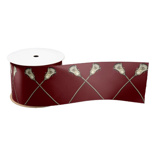 Lacrosse Sports Maroon Satin Ribbon (Spool)