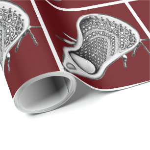 Lacrosse Sports Maroon Wrapping Paper
