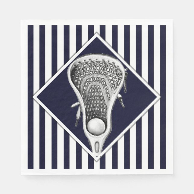 Lacrosse Sports Navy Blue Napkins (Front)