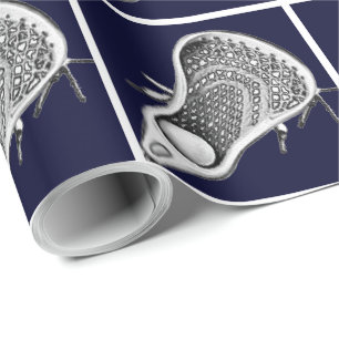 Lacrosse Sports Navy Blue Wrapping Paper