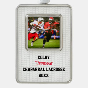 Lacrosse Sports PHOTO NAME YEAR TEAM Colors Fun Christmas Ornament