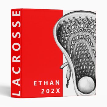 Lacrosse Sports Red 3 Ring Binder by lacrosseshop at Zazzle
