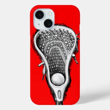 Lacrosse Sports Red Iphone 15 Case by lacrosseshop at Zazzle