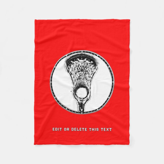 Lacrosse Sports Red Fleece Blanket (Front)