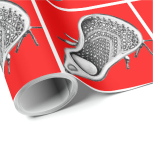 Lacrosse Sports Red Wrapping Paper